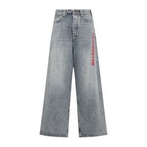 Balenciaga Wide-Leg Jeans With Prominent Logo Detail - NWT
